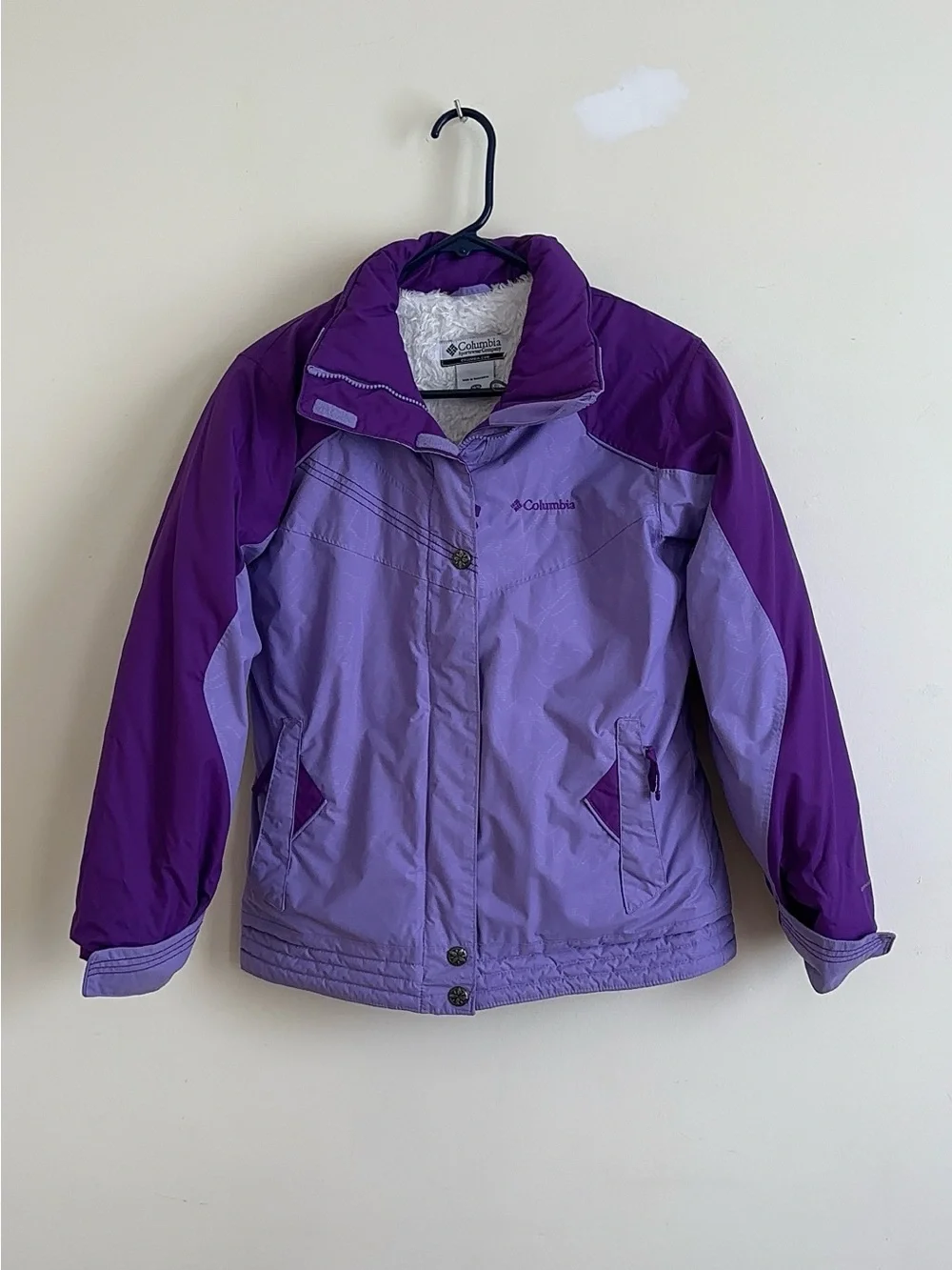 Columbia Girls Youth 14/16 Winter Jacket Purple Fleece Lined Ski Coat
